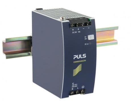 Puls CS10.242 PULS CS10.242 is a power supply unit designed for DIN rail mounting, featuring an aluminium housing. It operates within an ambient air temperature range of -25 to +70°C. The unit consumes 2A with a 230Vac input for a full 24Vdc output, 3.73A with a 120Vac input, and 4.34A with a 100Vac input, with a peak inrush current of 10A across all input voltages. It boasts an efficiency of 0.912 at 230Vac input, 0.91 at 120Vac input, and 0.907 at 100Vac input. The dimensions are W60mm x H124mm x D117mm. It has a start-up delay of 850ms across 100-230Vac inputs, with a rise time of 35ms under nominal input and full current load without load capacitance, and 75ms with 10mF load capacitance. The unit includes protection functions such as output overvoltage protection, active input inrush current limiting, and overload/short-circuit protection. It supports series/parallel operation for redundancy and is resistant to back-feeding loads up to 35V. Power dissipation is 23.2W at 230Vac input and full output load, and 23.7W at 120Vac input. The output stage capacitance is 7000µF. Electrical durability ranges from 50,000 to 305,000 hours depending on conditions. Ripple is maintained at 50mVpp. This AC/DC power supply unit is part of the C-Line series, featuring passive PFC, a 20% power reserve, and a DC-OK relay contact output. Connections are made via screw-clamp connections. It accepts a supply voltage of 85Vac-132Vac / 184Vac-264Vac with auto-selection and has a rated current of 10A at 24Vdc and 8.6A at 28Vdc. Designed for single-phase networks, it offers a rated power of 288W at ambient temperatures below 45°C and 240W below 60°C. The output voltage is adjustable between 24Vdc and 28Vdc, with a 100mV turn-ON overshoot. Hold time is 42ms at 230Vac input and 46ms at 120Vac input.