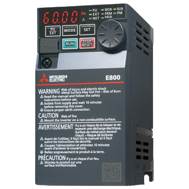 Mitsubishi Electric FR-E840-0016EPA-60 Variable Frequency Drive, 480 VAC, 3 phase, 0.4KW (ND), Ethernet + SIL2/PLd, Protocol group A, 60 Hz, with coating