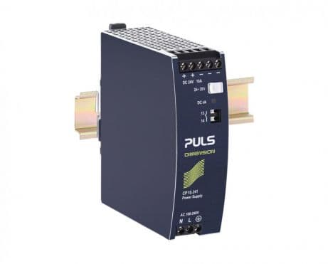 Puls CP10.241 PULS CP10.241 is a DIN rail mounting power supply unit housed in an aluminium casing, designed to operate within an ambient air temperature range of -25 to +70°C. It features a net width of 39 mm and offers a degree of protection rated at IP20. The unit consumes current at rates of 1.13A with a 230Vac input, 2.15A with a 120Vac input, 2.6A with a 100Vac input, and 2.35A with a 110Vdc input for a 24Vdc / 10A output, with peak inrush currents of 11A and 7A for 230Vac and 120Vac inputs respectively. Efficiency rates are noted at 0.952 for 230Vac input and 0.936 for 120Vac input. Dimensions are specified as W39mm x H124mm x D117mm. The unit exhibits a start-up delay of 240-300ms for 100-230Vac input, with rise times of 30ms and 160ms under specified conditions. It includes protection functions against output overvoltage, overload/short-circuit, and over-temperature, with automatic restart features. Series or parallel operation is supported for increased output voltages or power, including 1+1 redundancy with a redundancy module. The unit is resistant to back-feeding loads up to 35V. Power dissipation/losses are 12.1W and 16.4W for 230Vac and 120Vac inputs respectively, with an output stage capacitance of 4400µF. Electrical durability spans from 75,000 to 499,000 hours under various conditions. Ripple is maintained at 50mVpp. This AC/DC power supply unit, part of the CP-series, is designed with ATEX approval, a 20% power reserve, and a DC-OK relay contact output. Connection is facilitated via screw-clamp connections. Supply voltage ranges from 88Vdc-180Vdc for DC and 85Vac-264Vac for AC, with specific tolerances for overvoltage and shutdown voltages. Rated current is 12A at 48Vdc in temperatures up to +45°C, with adjustments for higher temperatures. It operates on a single-phase (1AC) or DC network, providing a rated power of 288W at -25 to +45°C, 240W at -25 to +60°C, and 180W at +70°C, with a linear derating between +60°C and +70°C. The output voltage is adjustable between 24Vdc and 28Vdc, featuring a 200mV turn-ON overshoot and a hold time of 37ms at 120/230Vac input.