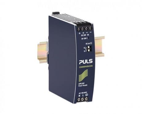 Puls CP5.241 PULS CP5.241 is a power supply unit designed for DIN rail mounting with a net width of 32 mm and an aluminium housing. It operates within an ambient air temperature range of -25 to +70°C. The unit features a current consumption of 7A peak max. inrush at both 230Vac and 120Vac inputs. Its efficiency rates are 0.943 at 230Vac input, 0.935 at 120Vac input, and 0.927 at 100Vac input. The dimensions of the CP5.241 are W32mm x H124mm x D102mm. It has a start-up delay of 380-420ms for 100-230Vac input, with rise times of 80ms and 100ms under nominal input with constant full current load at 0mF and 5mF load capacitance, respectively. The unit includes protection functions such as output overvoltage protection and overload/short-circuit protection, with the capability for series or parallel operation for increased output voltages or power. It is resistant to back-feeding loads up to 35V. Power dissipation/losses are 7.3 W at 230Vac input and 8.2 W at 120Vac input with full output load. The output stage capacitance is 1800 µF. Electrical durability varies with conditions, reaching up to 775000 hours at 25°C and 2.5A output with 1AC 230Vac input. The ripple is 50mVpp across 20Hz to 20MHz at 50Ω. This AC/DC power supply unit, part of the CP-series, is designed with a 20% power reserve and includes a DC-OK relay contact output. It features screw-clamp connections and supports a supply voltage range of 85Vac-264Vac for AC and 110Vdc-180Vdc for DC, with a rated current of 5A at 24Vdc. The output voltage is adjustable between 24Vdc and 28Vdc, with a 200mV turn-ON overshoot and a hold time of 35ms at 120/230Vac input.